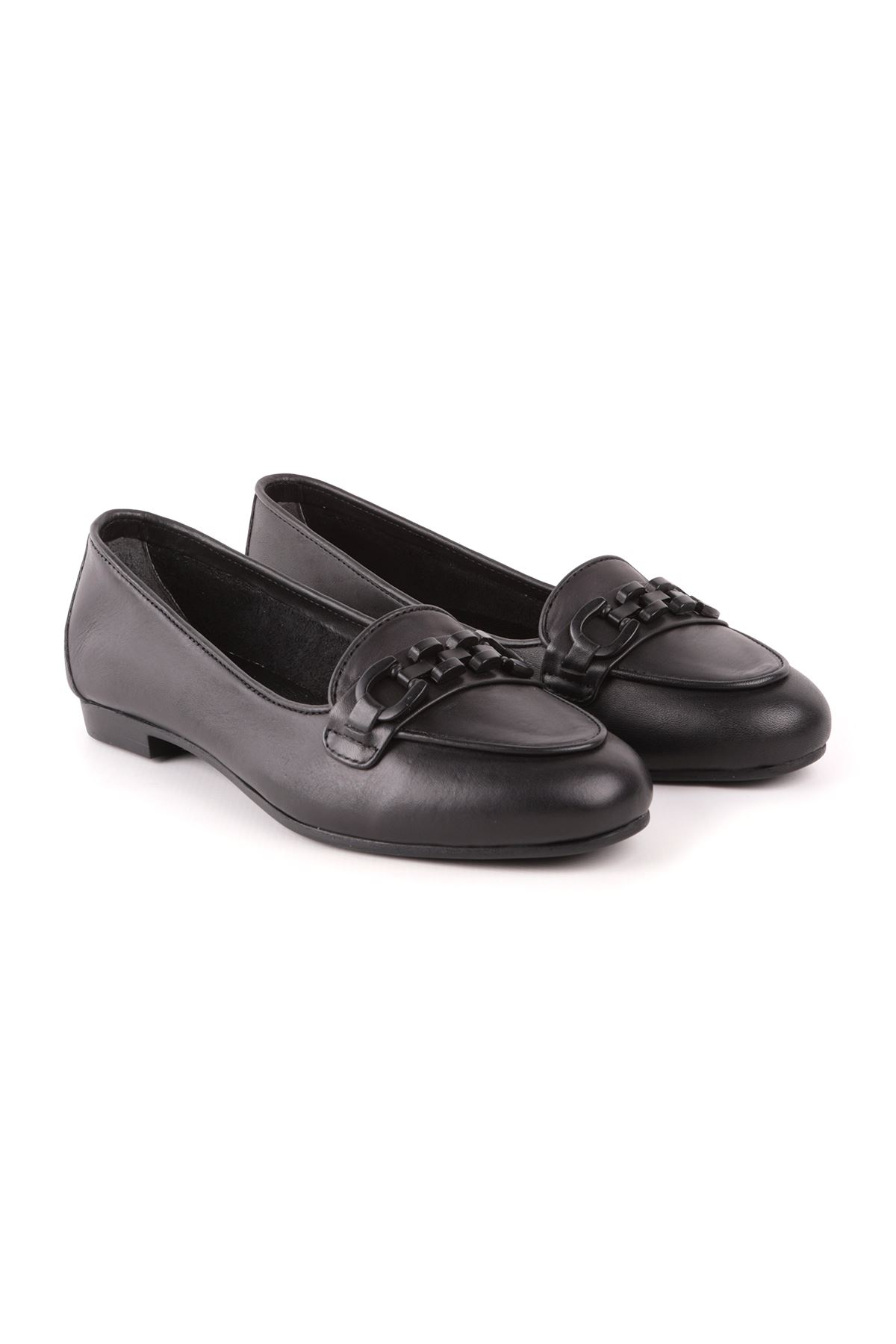 Libero L04.206-T Siyah Kadın Deri Babet Ayakkabı 